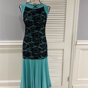 Black and Mint Green Sleeveless High Low Cocktail Dress
